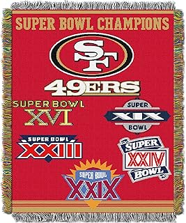 THE NORTHWEST COMPANY The Northwest Company Officially Licensed NFL San Francisco 49ers "Commemorative" Woven Tapestry Throw Blanket, 48" x  - Image 1