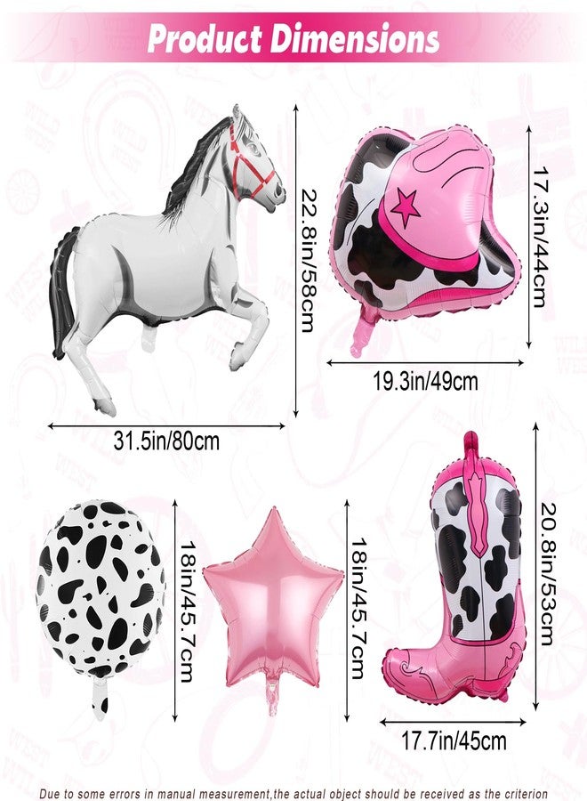 Ysqool 8 Pcs Western Decorations - Cowgirl Foil Balloons for Cowgirl Birthday, Rodeo, Bachelorette Party - Pink - Image 2