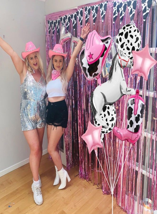 Ysqool 8 Pcs Western Decorations - Cowgirl Foil Balloons for Cowgirl Birthday, Rodeo, Bachelorette Party - Pink - Image 5