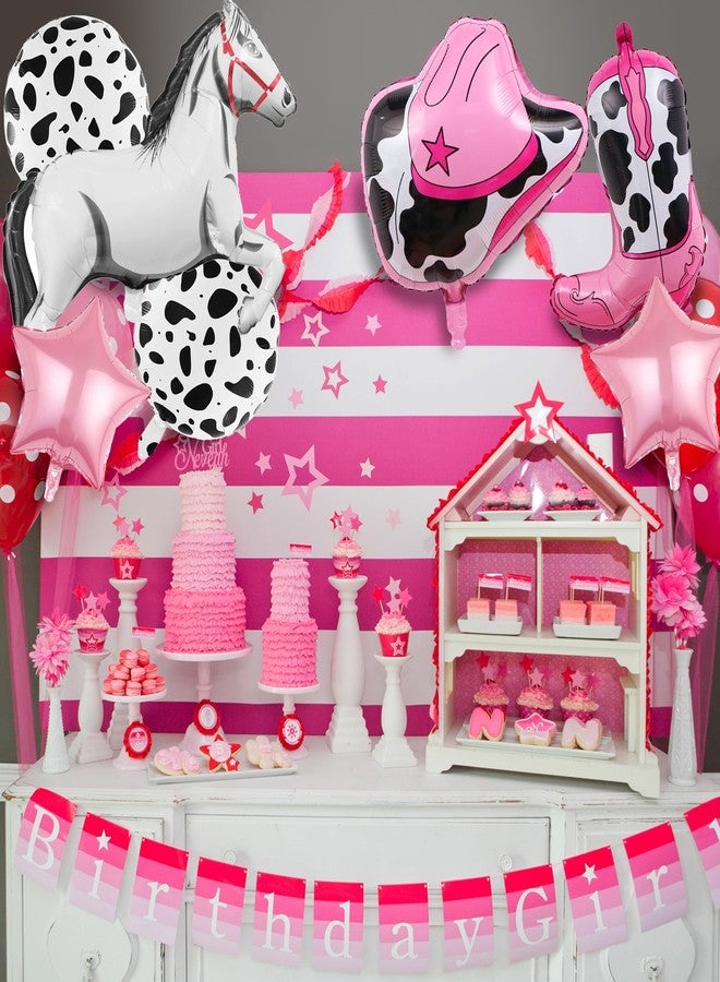Ysqool 8 Pcs Western Decorations - Cowgirl Foil Balloons for Cowgirl Birthday, Rodeo, Bachelorette Party - Pink - Image 4