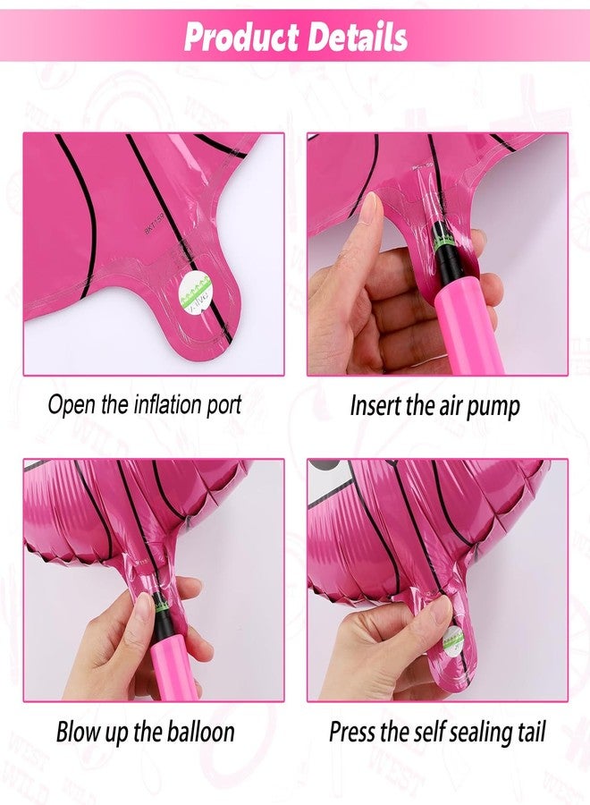 Ysqool 8 Pcs Western Decorations - Cowgirl Foil Balloons for Cowgirl Birthday, Rodeo, Bachelorette Party - Pink - Image 3