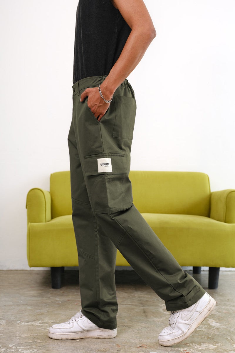 Bonkers Corner Olive Cargo With Utility Pockets for Men's - Image 3