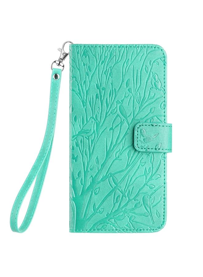 S-TOP Case For Samsung Galaxy A14 Tree Birds Embossed Pattern Leather Phone Case - Image 2