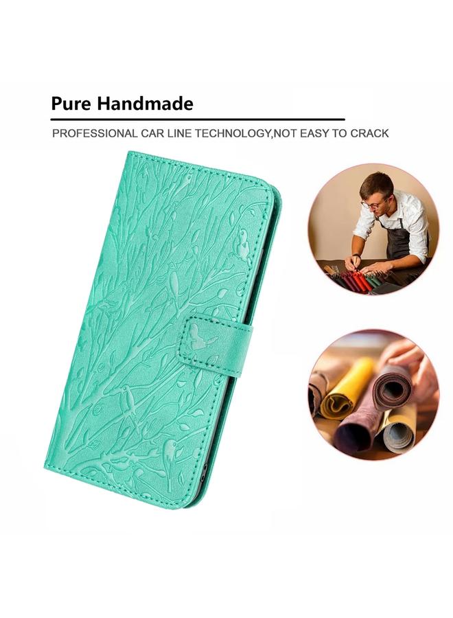 S-TOP Case For Samsung Galaxy A14 Tree Birds Embossed Pattern Leather Phone Case - Image 5