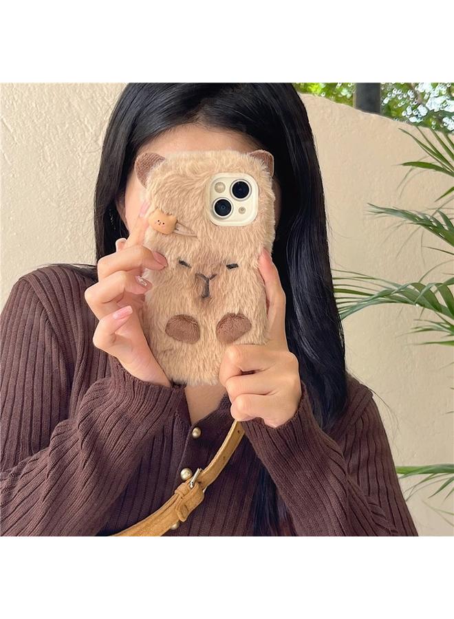 Zaboon Case For iPhone 13 Pro 3D Capybara Plush Full Coverage Phone Case - Image 4