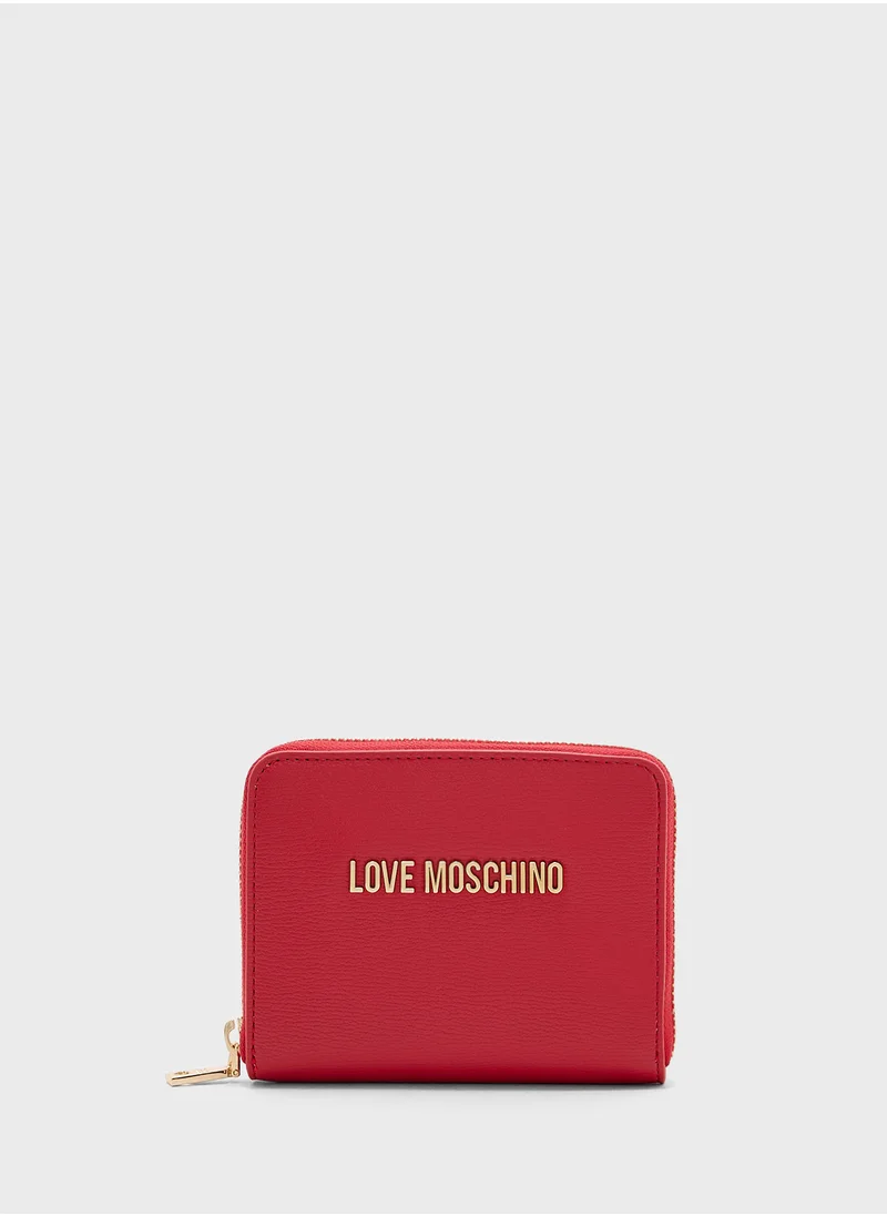 لوف موسكينو Logo Detailed Zip Over Wallet