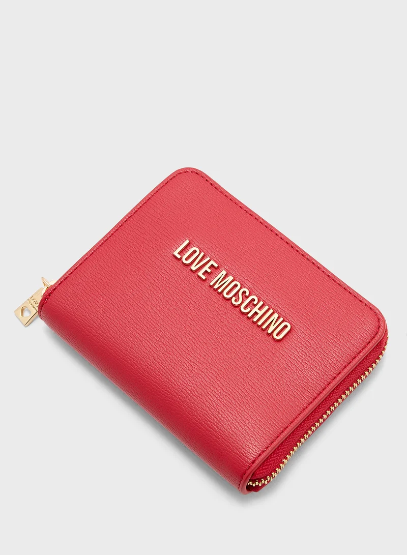Love Moschino Logo Detailed Zip Over Wallet