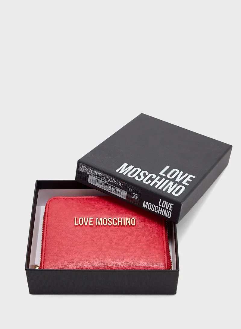 Love Moschino Logo Detailed Zip Over Wallet