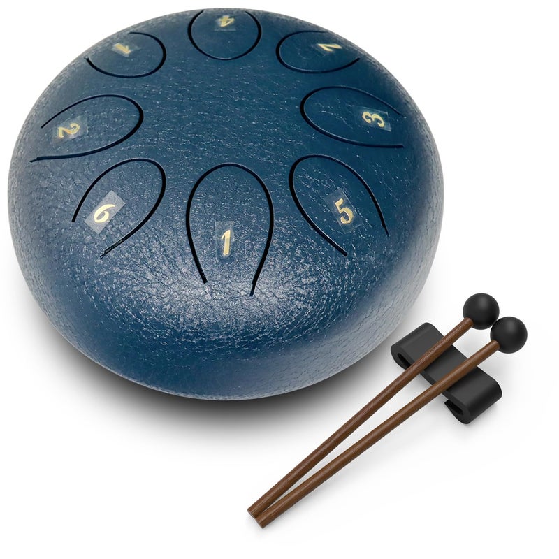 REGIS Steel Tongue Drum 6 inch 8 Notes Musical Percussion Instrument Rain Drum for Outside Musician Gift for Family and FriendsNavy