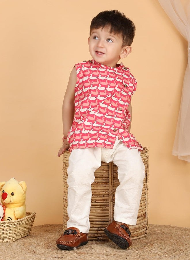 POLKA TOTS Baby Jhabla & Pant Set | 100% Cotton | Sleeveless Printed Top + Soft Bottom | Unisex Outfit for New Born, & Toddlers, 9-12 M - Image 2