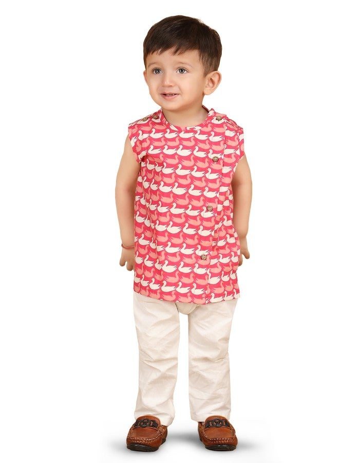 POLKA TOTS Baby Jhabla & Pant Set | 100% Cotton | Sleeveless Printed Top + Soft Bottom | Unisex Outfit for New Born, & Toddlers, 9-12 M - Image 1