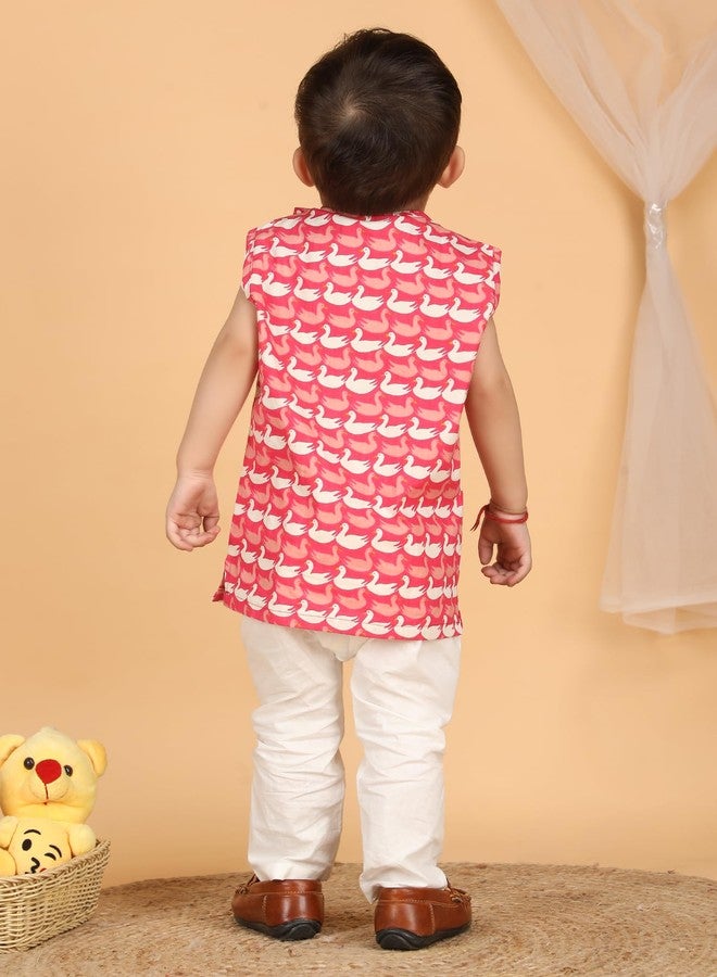 POLKA TOTS Baby Jhabla & Pant Set | 100% Cotton | Sleeveless Printed Top + Soft Bottom | Unisex Outfit for New Born, & Toddlers, 9-12 M - Image 4