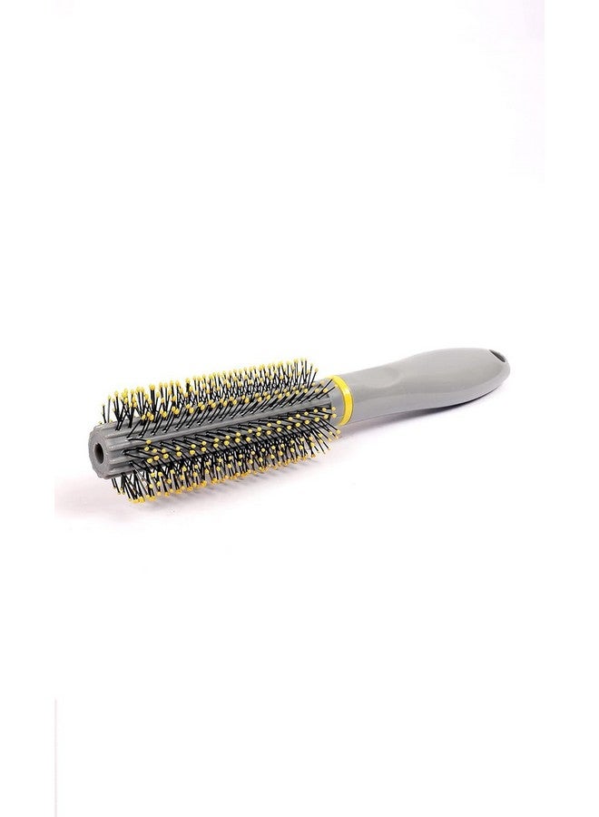 KIRA Grey and Yellow Roller Comb for Men | Round Brush for Hair Styling and Detangling | Effortless Grooming Hair Brush for Curly Hair - Image 1