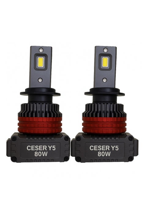 Ceser Led Y5 Super Power Light 80W-Pro,Quick Start,Cncentrated Highlight, Anti-interfrenence, Nondestructive Installation, Fan Colling, Perfect Light type, Durable Protection (H7)