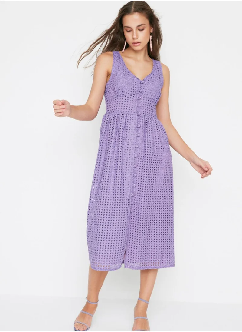 trendyol Broidered Button Detail Dress