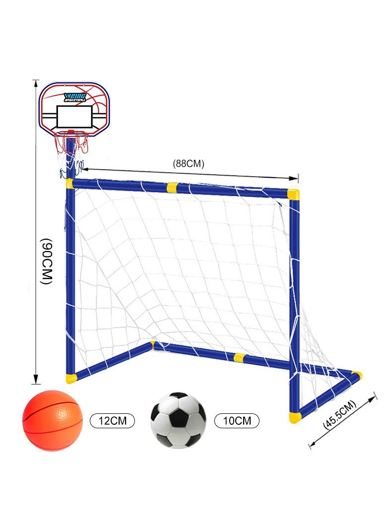2 in 1 Mini Basketball Hoop with Soccer Goal Net for Kids, Outdoor Portable Foldable Football Goal Basketball Stand with Frame - Image 4