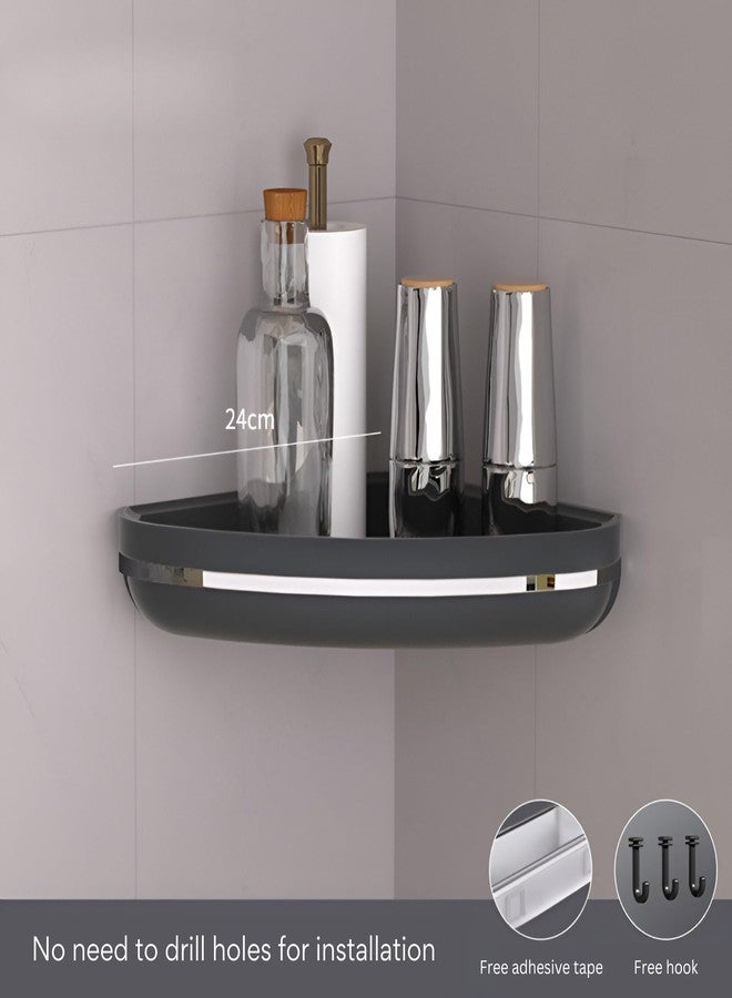 KREPS® Luxury Self Adhesive Bathroom Shelf, with Rotating Towel Bar, Heavy Duty Storage Organizer for Toiletries, Cosmetics & Kitchen. (Black, for Corner Wall) - Image 2