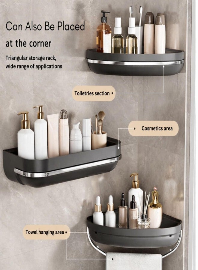 KREPS® Luxury Self Adhesive Bathroom Shelf, with Rotating Towel Bar, Heavy Duty Storage Organizer for Toiletries, Cosmetics & Kitchen. (Black, for Corner Wall) - Image 5