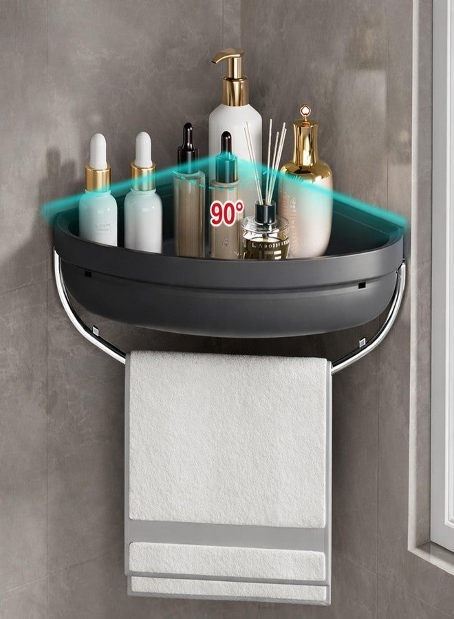 KREPS® Luxury Self Adhesive Bathroom Shelf, with Rotating Towel Bar, Heavy Duty Storage Organizer for Toiletries, Cosmetics & Kitchen. (Black, for Corner Wall) - Image 4