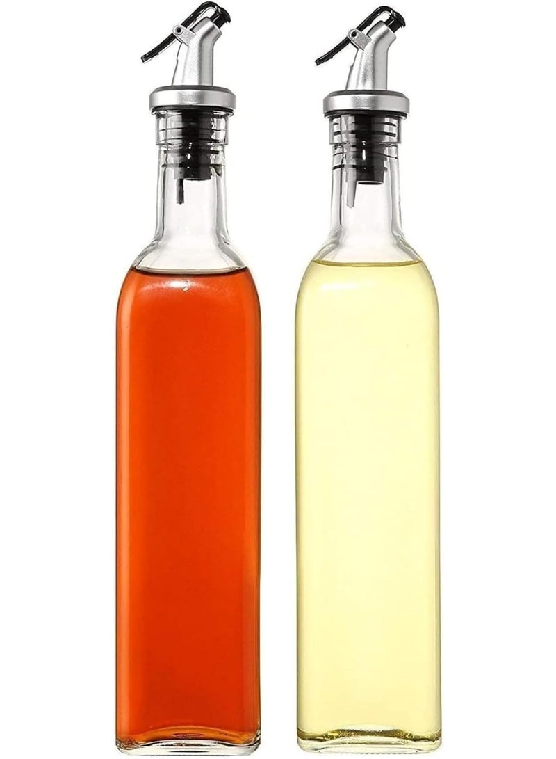 Cuisine Art 2-Piece Oil Dispenser Bottles Set, 500ml Glass Olive Oil and Vinegar Dispenser Bottles for Kitchen and Dining - Image 1