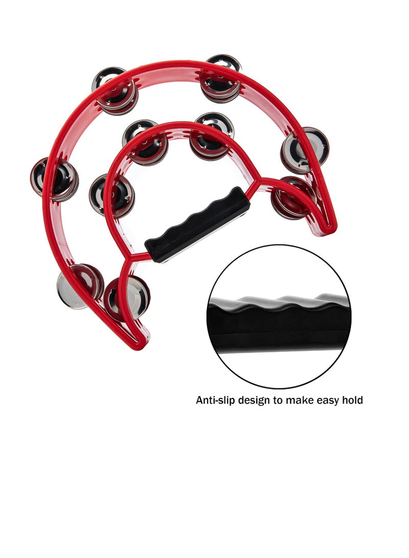 Double Row Metal Jingles Tambourine, Half-Moon Design, Percussion Instrument  - Image 4