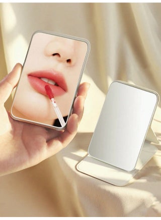Pocket Mirror, Portable Folding Makeup Mirror, Compact Adjustable Small Mirror with Stand for Quick Touch-ups, Travel Handheld Mirror for Women Girls, Mini Mirror Great for Home, Office, Camping (Beige) - view 3