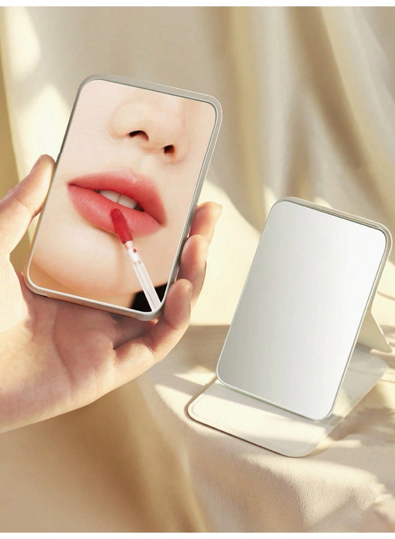 LUMYA Pocket Mirror, Portable Folding Makeup Mirror, Compact Adjustable Small Mirror with Stand for Quick Touch-ups, Travel Handheld Mirror for Women Girls, Mini Mirror Great for Home, Office, Camping (Beige) - Image 3