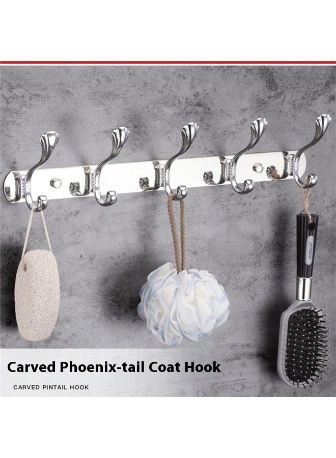 Wall Hanger With 5 Hooks，Over The Door Hooks,Coat Rack for Hanging Clothes Hat Towel (Heavy Duty Silver 1pcs) - Image 4