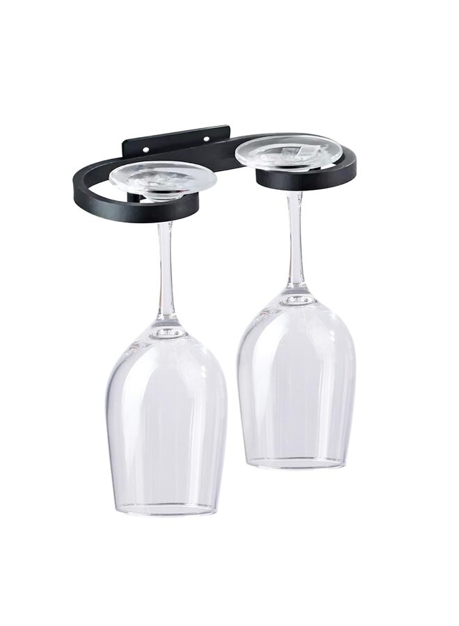 Wall Mounted Stemware Holder Under Cabinet Wine Glass Rack Glasses Storage Hanger Organizer for Bar Kitchen Aluminum Alloy Black (Size : 1)  - Image 1