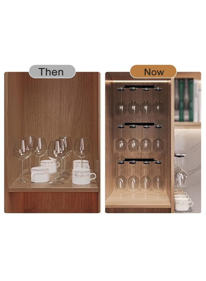 Wall Mounted Stemware Holder Under Cabinet Wine Glass Rack Glasses Storage Hanger Organizer for Bar Kitchen Aluminum Alloy Black (Size : 1)  - Image 5