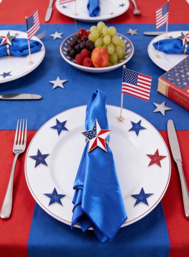 APTWOW 4th of July Patriotic Napkin Rings Set of 6, Gold Star Napkin Holder for 250th Anniversary Independence Day Napkin Ring America Napkin Ring for Dining Table Decor - Image 5