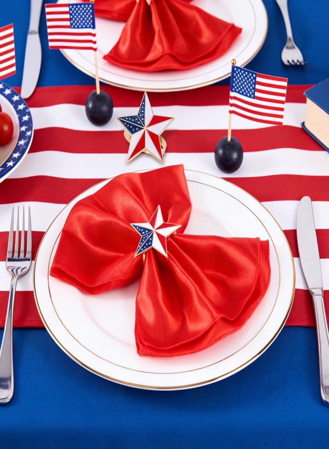 APTWOW 4th of July Patriotic Napkin Rings Set of 6, Gold Star Napkin Holder for 250th Anniversary Independence Day Napkin Ring America Napkin Ring for Dining Table Decor - Image 4