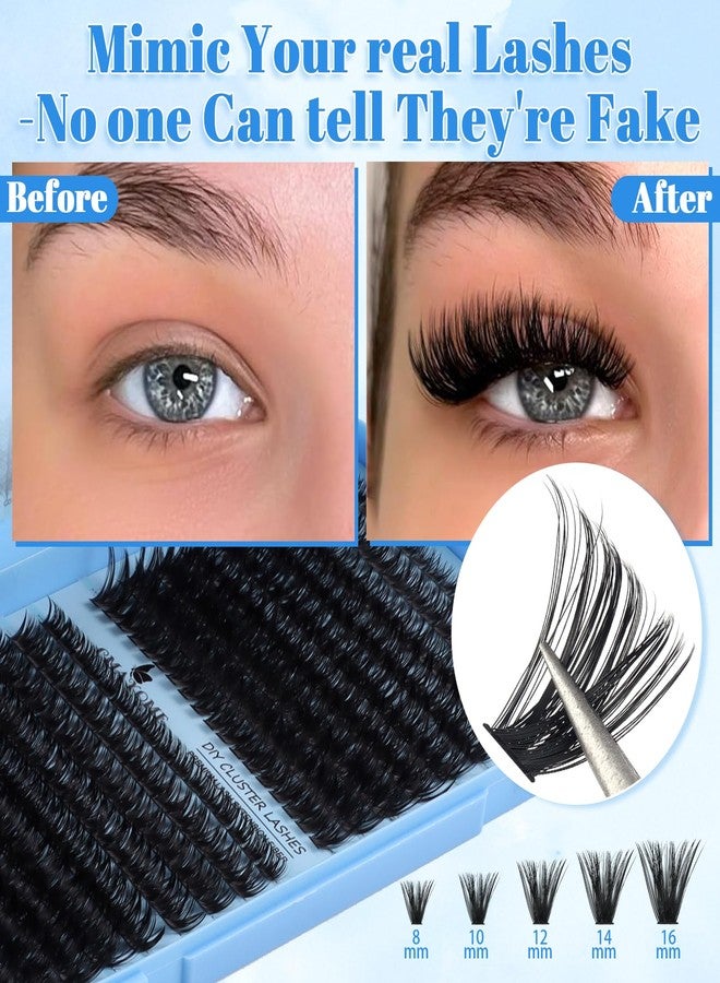 CMAYOME Lash Clusters Kit Volume Fluff Lash Extensions Kit 621Pcs Individual Cluster 80D+100D+120D+150D Eyelash Clusters DIY Cluster Eyelash Extension with Bond&Seal,Tweezers, Remover, Eyelash Brush - Image 3