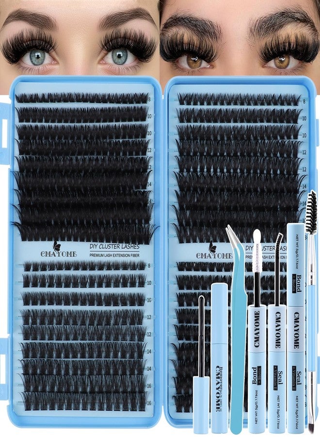 CMAYOME Lash Clusters Kit Volume Fluff Lash Extensions Kit 621Pcs Individual Cluster 80D+100D+120D+150D Eyelash Clusters DIY Cluster Eyelash Extension with Bond&Seal,Tweezers, Remover, Eyelash Brush - Image 1