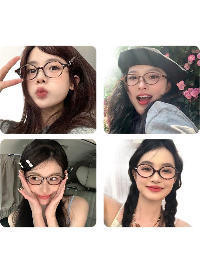 pulais Myopia Glasses For Women, Prescription Available, Academic Style, Bookworm, Anti-Blue Light, Anti-Radiation Eyeglass Frames, 8196 Tortoiseshell Color - Image 1