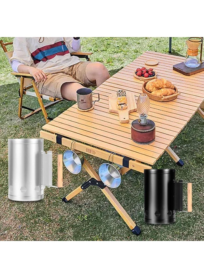 Home Care مدخنة إشعال النار - تصميم مدخل الرياح لمدخنة الفحم للشواء، الشواء والتخييم بالسيارة (أسود) | إشعال سريع، بناء معدني متين، سهل الاستخدام في الهواء الطلق - Image 3