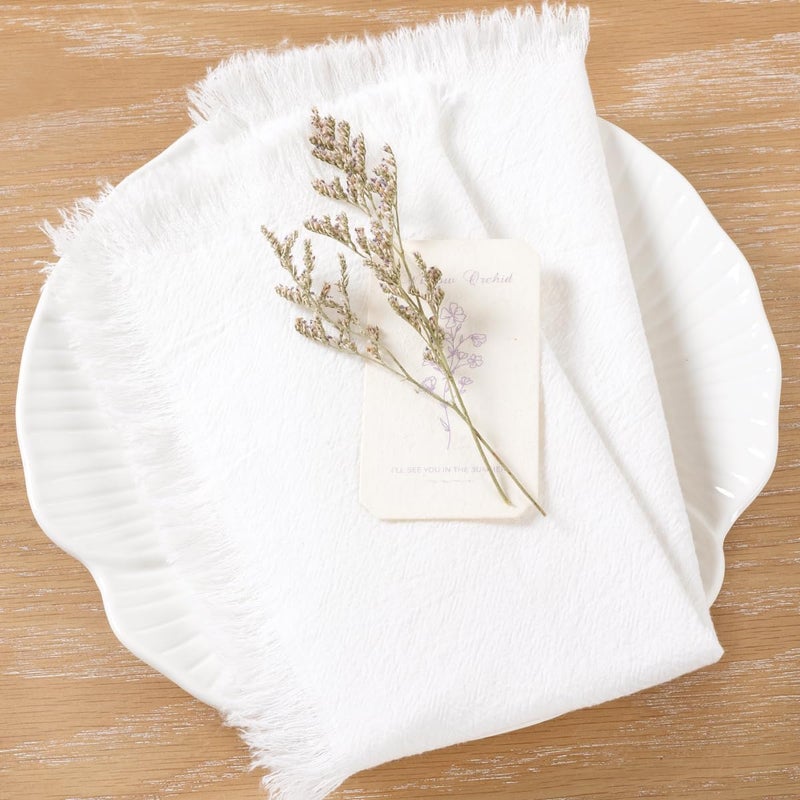 LINXTAR Handmade Cloth Napkins with Fringe 10 Pack 17x17 Thick Cotton Linen Napkins Soft Versatile Dinner Table Napkins for Parties Weddings Everyday Use  Ivory - Image 2