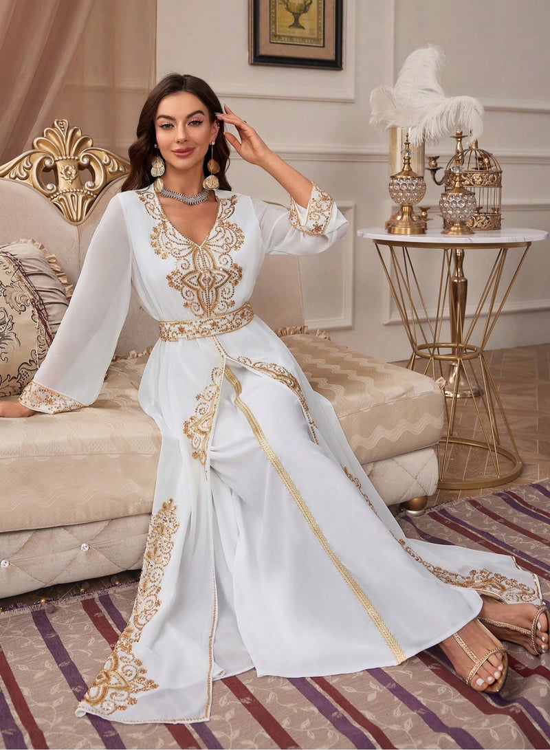 Madam Uniq Abayas for Women Muslim Sequin Dress- Traditional Palestinian Dress for Girl with Beautiful embroidery  - Image 3