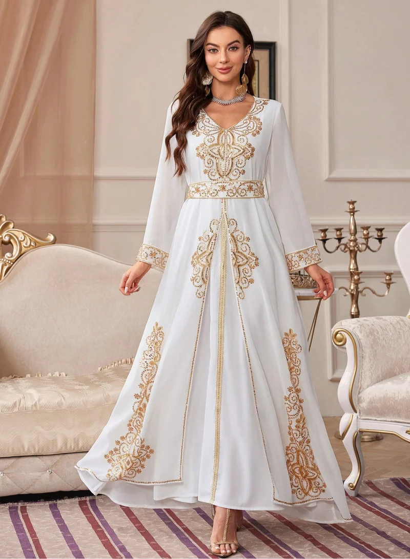 Madam Uniq Abayas for Women Muslim Sequin Dress- Traditional Palestinian Dress for Girl with Beautiful embroidery