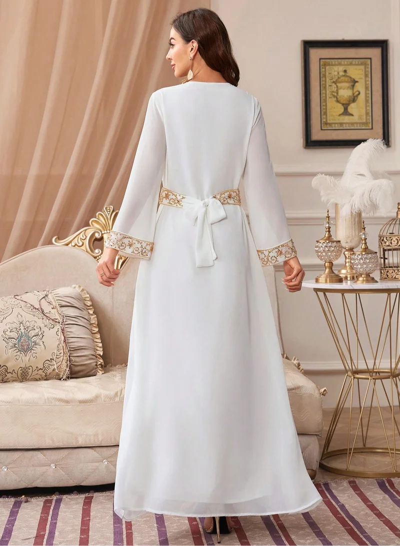 Madam Uniq Abayas for Women Muslim Sequin Dress- Traditional Palestinian Dress for Girl with Beautiful embroidery