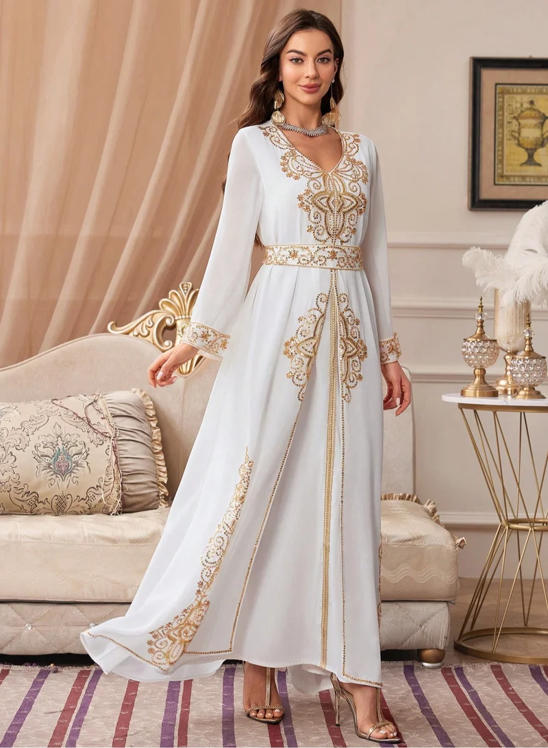 Madam Uniq Abayas for Women Muslim Sequin Dress- Traditional Palestinian Dress for Girl with Beautiful embroidery