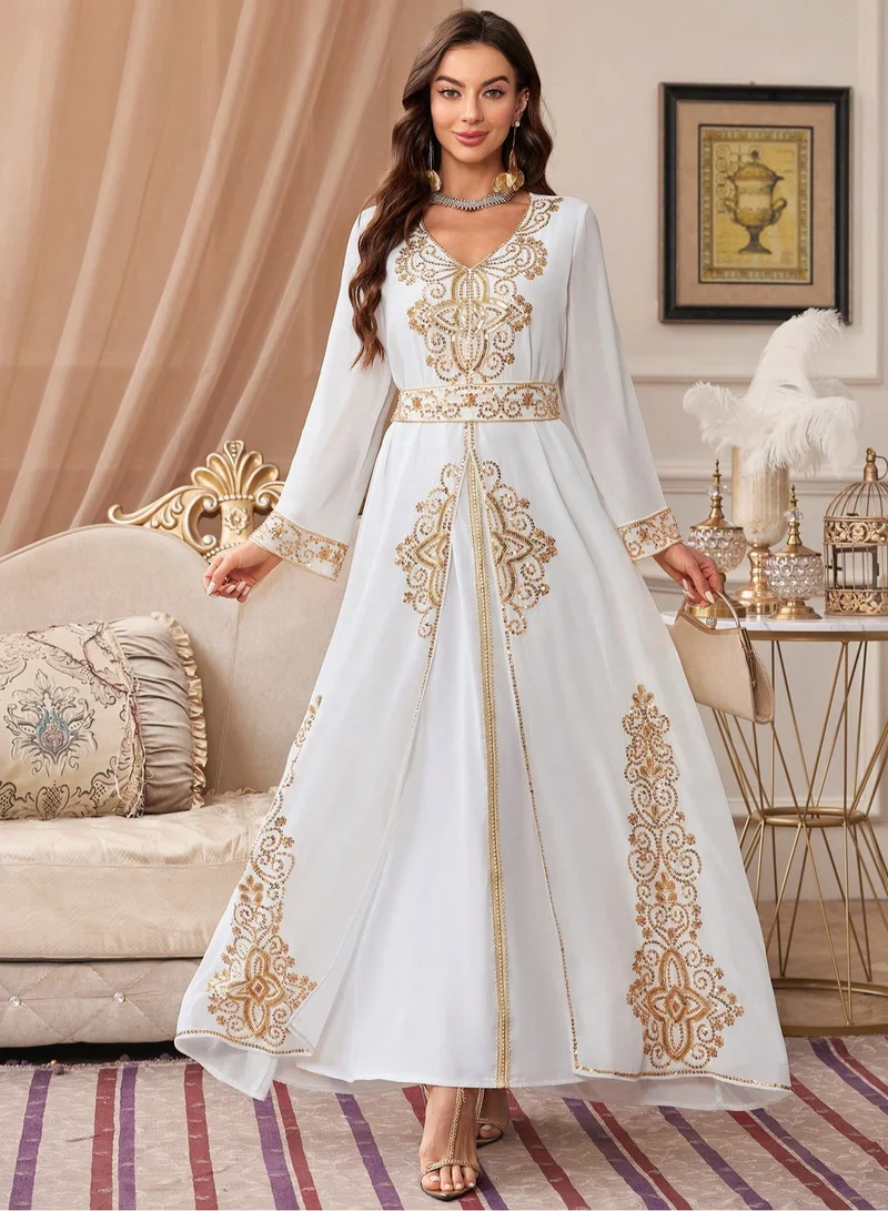 Madam Uniq Abayas for Women Muslim Sequin Dress- Traditional Palestinian Dress for Girl with Beautiful embroidery