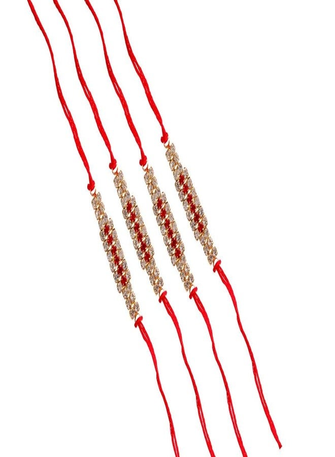 Suninow DESIGNERSTONE Studded Golden Rakhi(Pack of 4)