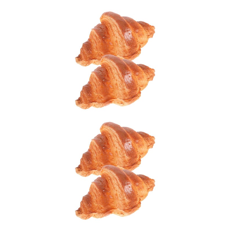 4 pcs Artificial Croissant Rolls: Realistic Croissant Bread Fake PU Faux Bread Model Photo Props for Kitchen Bakery Display Table Decoration - Image 1