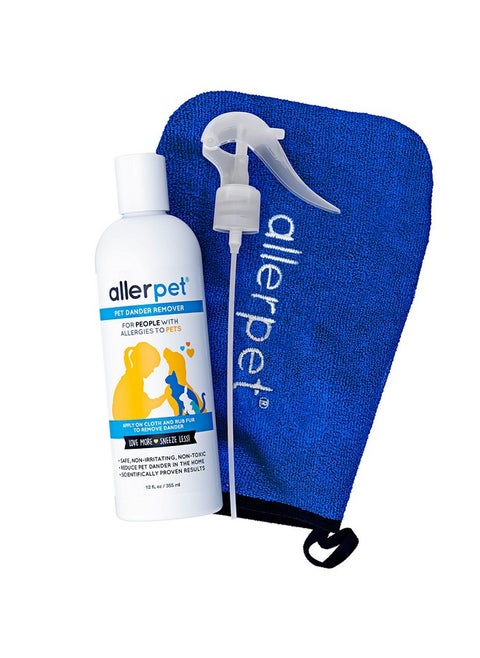 MultiPet Dander Remover With Free Application Mitt & Sprayer  Best Pet Dander Remover For Allergens  For Dog/Cat Dry Skin Treatment  Made In Usa  (12Oz)