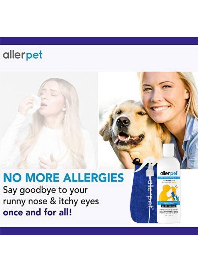 Allerpet - MultiPet Dander Remover With Free Application Mitt & Sprayer  Best Pet Dander Remover For Allergens  For Dog/Cat Dry Skin Treatment  Made In Usa  (12Oz) - Image 1