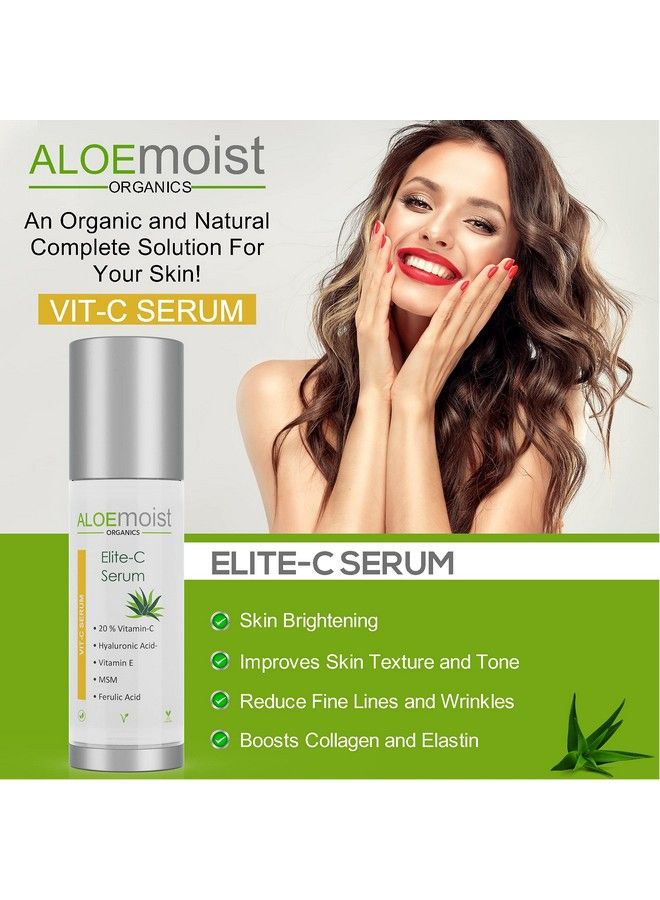 AloeMoist Elite Vitamin C Serum For Face With Hyaluronic Acid Pure Aloe Vera Gel Vitamin E Oil: Anti Aging Skin Brightening Serum Pore Minimizer Acne Scar Treatment & Dark Spot Corrector For Face (.5 Fl Oz.) - Image 4