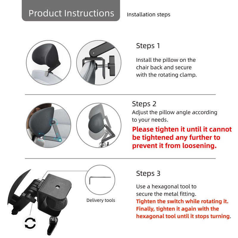 Quincry Memory Foam Headrest Attachment for Office Chair, Attachable Chair Head Rest, Desk Chair Neck Support, Elastic Sponge Head Pillow Adjustable Height and Angle - Image 2