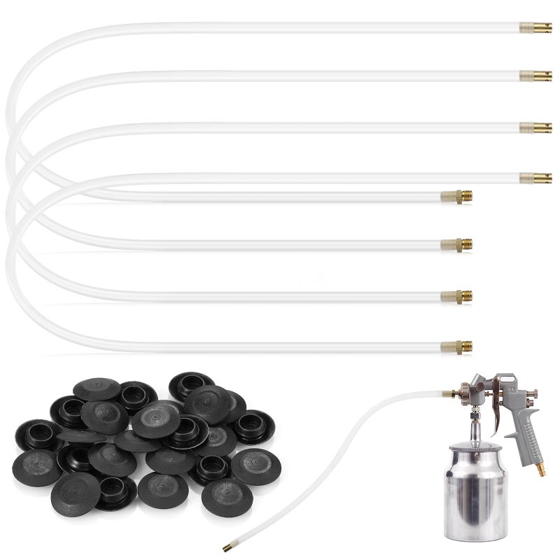 Kittmip 4 Pcs 2087 Inch Spray Gun Extension Wand and 25 Rust Proof Plugs Spray Gun Flexible PVC Hose Undercoating Spray Gun Kit for Vehicles - Image 3