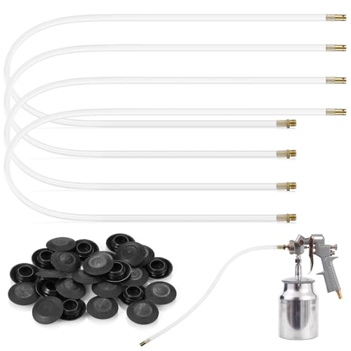 Kittmip 4 Pcs 2087 Inch Spray Gun Extension Wand and 25 Rust Proof Plugs Spray Gun Flexible PVC Hose Undercoating Spray Gun Kit for Vehicles - Image 1